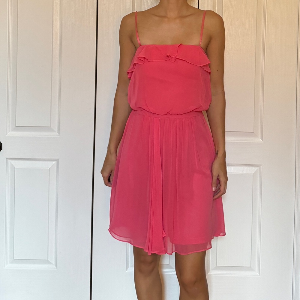 Pink flowy chiffon dress